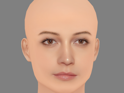 Lily Gladstone Head - No Hair - Tête low poly pour le jeu Modèle 3D