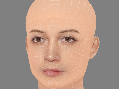 Lily Gladstone Head - No Hair - Tête low poly pour le jeu Modèle 3D