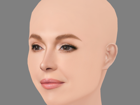 Голова Ліндсей Лохан - без волосся - низькополігональна голова для гри 3D Модель