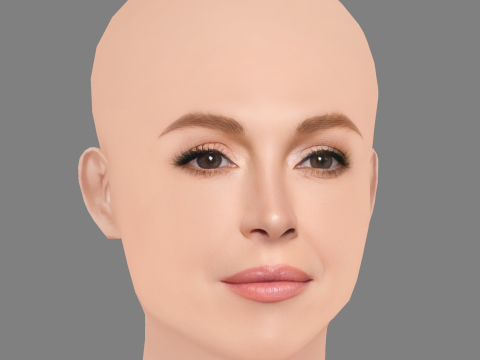 Голова Ліндсей Лохан - без волосся - низькополігональна голова для гри 3D Модель