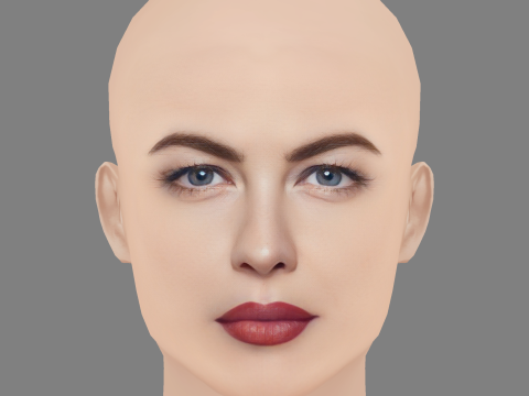 Голова Лів Тайлер - без волосся - низькополігональна голова для гри 3D Модель