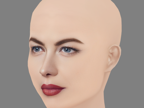 Голова Лів Тайлер - без волосся - низькополігональна голова для гри 3D Модель