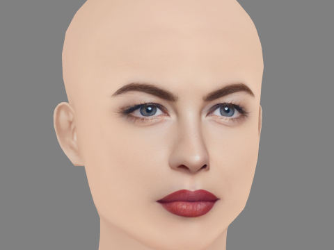 Голова Лів Тайлер - без волосся - низькополігональна голова для гри 3D Модель