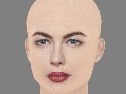 Голова Лів Тайлер - без волосся - низькополігональна голова для гри 3D Модель