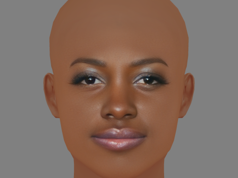 Lupita Nyongo Head - Senza capelli - Testa bassa in poliestere per il gioco Modello 3D