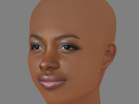 Lupita Nyongo Head - Senza capelli - Testa bassa in poliestere per il gioco Modello 3D