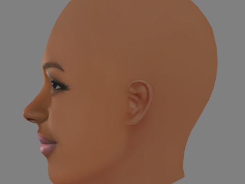 Lupita Nyongo Head - Senza capelli - Testa bassa in poliestere per il gioco Modello 3D