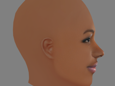 Lupita Nyongo Head - Senza capelli - Testa bassa in poliestere per il gioco Modello 3D