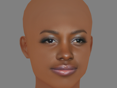 Lupita Nyongo Head - Senza capelli - Testa bassa in poliestere per il gioco Modello 3D