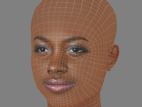 Lupita Nyongo Head - Senza capelli - Testa bassa in poliestere per il gioco Modello 3D