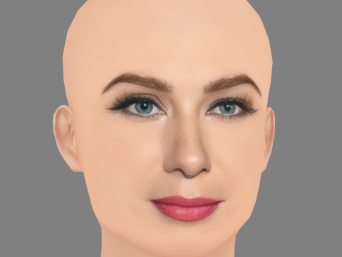 Голова Лінн Коллінз - без волосся - низькополігональна голова для гри 3D Модель