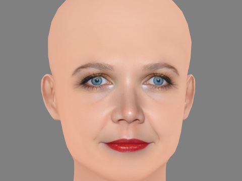 Maggie Gyllenhaal Kafası - Saçsız - Oyun için düşük poli kafa 3D Model