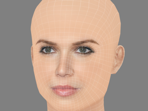 Głowa Mandy Moore - Bez włosów - Głowa Low Poly do gry Model 3D