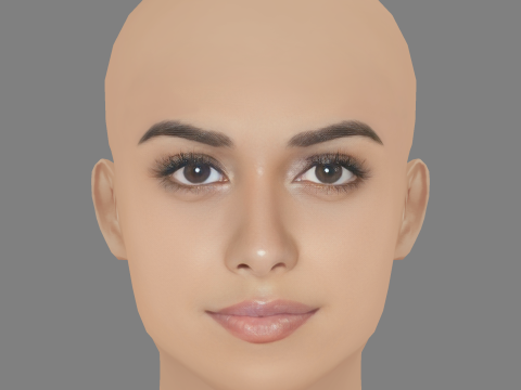 Manushi Chhillar 头 - 无头发 - 低聚游戏头 3D 模型