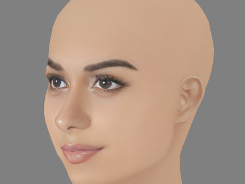 Manushi Chhillar 头 - 无头发 - 低聚游戏头 3D 模型