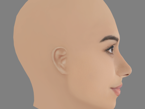 Manushi Chhillar 头 - 无头发 - 低聚游戏头 3D 模型