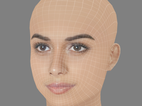 Manushi Chhillar 头 - 无头发 - 低聚游戏头 3D 模型