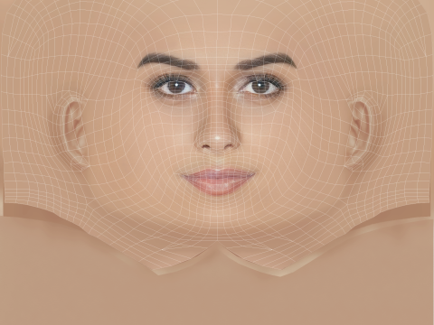 Manushi Chhillar 头 - 无头发 - 低聚游戏头 3D 模型