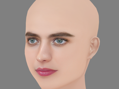 Margaret Qualley Head - Tanpa Rambut - Kepala poli rendah untuk permainan Model 3D