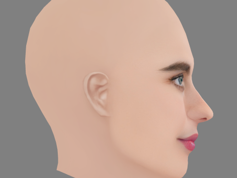 Margaret Qualley Head - Tanpa Rambut - Kepala poli rendah untuk permainan Model 3D