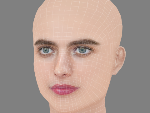 Margaret Qualley Head - Tanpa Rambut - Kepala poli rendah untuk permainan Model 3D