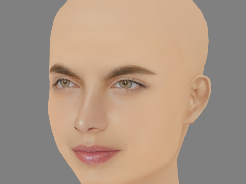 Głowa Marii Gabrieli de Faria - No Hair - Głowa Low Poly do gry Model 3D