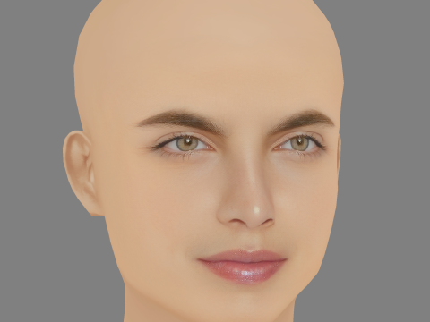 Głowa Marii Gabrieli de Faria - No Hair - Głowa Low Poly do gry Model 3D