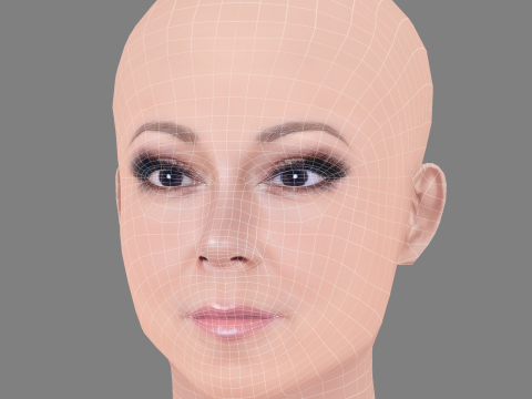 Mariah Carey Head - Tanpa Rambut - Kepala poli rendah untuk permainan Model 3D