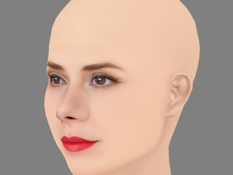 Marisa Tomei Kafası - Saçsız - Oyun için düşük poli kafa 3D Model