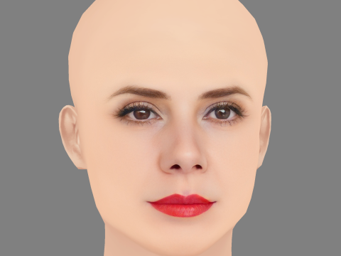 Marisa Tomei Kafası - Saçsız - Oyun için düşük poli kafa 3D Model