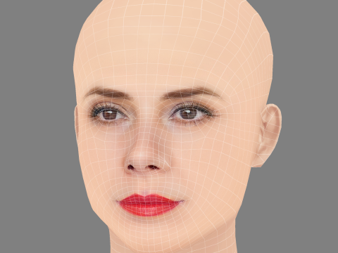 Marisa Tomei Kafası - Saçsız - Oyun için düşük poli kafa 3D Model