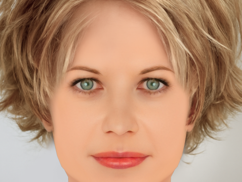 梅格·瑞安头 - 无头发 - 低聚游戏头 3D 模型