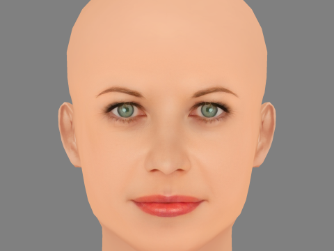 Meg Ryan Head - Saçsız - Oyun için düşük poli kafa 3D Model