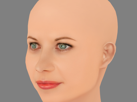 Meg Ryan Head - Saçsız - Oyun için düşük poli kafa 3D Model