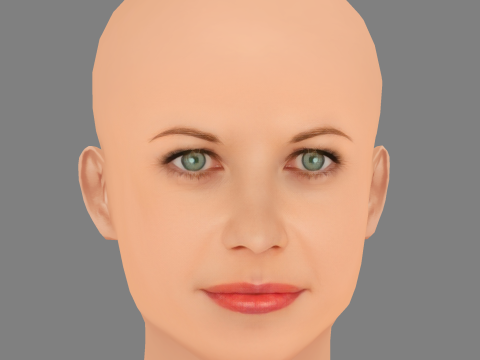 Meg Ryan Head - Saçsız - Oyun için düşük poli kafa 3D Model