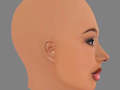 Megan Thee Stallion Head - 无头发 - 低聚游戏头 3D 模型