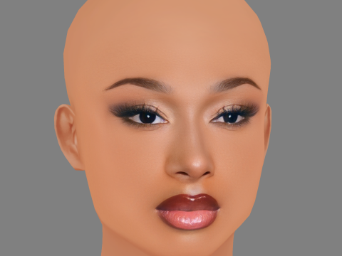 Megan Thee Stallion Head - 无头发 - 低聚游戏头 3D 模型