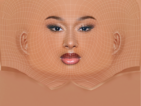 Megan Thee Stallion Head - 无头发 - 低聚游戏头 3D 模型