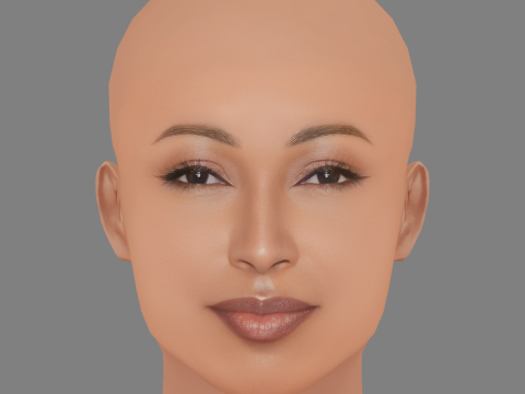 Melanie Fiona Head - Sem cabelo - Cabeça baixa poli para jogo Modelo 3D