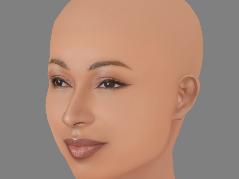 Melanie Fiona Head - Sem cabelo - Cabeça baixa poli para jogo Modelo 3D