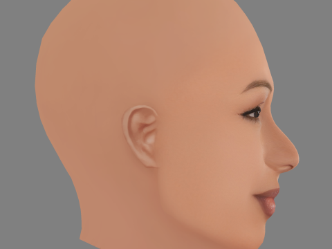 Melanie Fiona Head - Sem cabelo - Cabeça baixa poli para jogo Modelo 3D