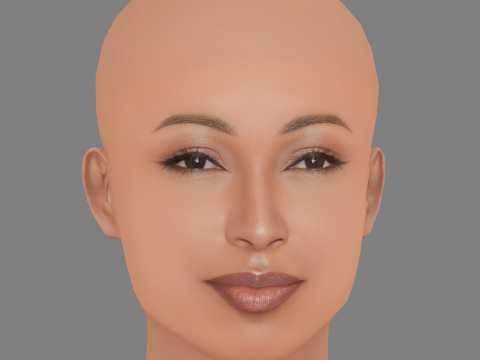 Melanie Fiona Head - Sem cabelo - Cabeça baixa poli para jogo Modelo 3D