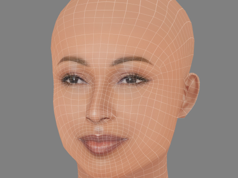 Melanie Fiona Head - Sem cabelo - Cabeça baixa poli para jogo Modelo 3D