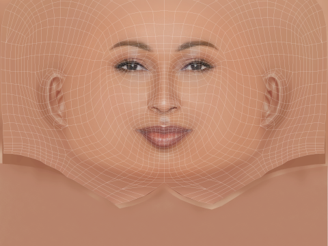 Melanie Fiona Head - Sem cabelo - Cabeça baixa poli para jogo Modelo 3D