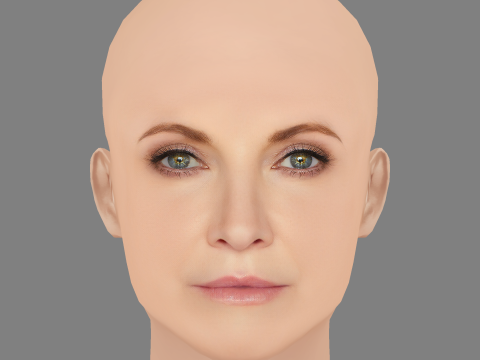Голова Мелинды МакГроу - Без волос - Низкополигональная голова для игры 3D Модель
