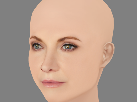 Голова Мелинды МакГроу - Без волос - Низкополигональная голова для игры 3D Модель
