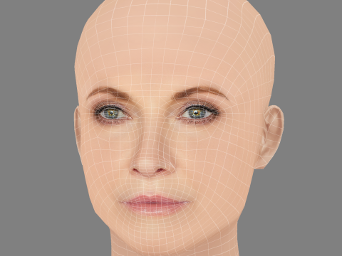 Голова Мелинды МакГроу - Без волос - Низкополигональная голова для игры 3D Модель