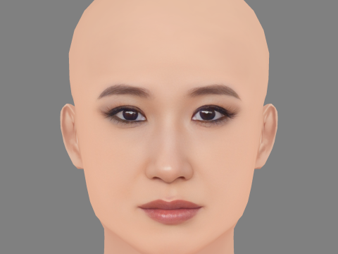 Tête Meng er Zhang - No Hair - Tête low poly pour le jeu Modèle 3D