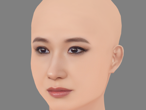 Tête Meng er Zhang - No Hair - Tête low poly pour le jeu Modèle 3D