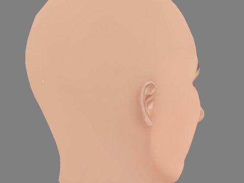 Tête Meng er Zhang - No Hair - Tête low poly pour le jeu Modèle 3D